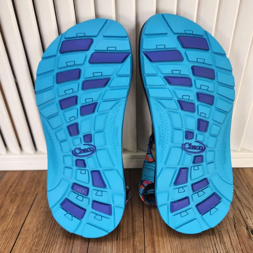 Chaco ZX/1 Ecotread Kids Sz 4M Break Teal Colorful Strappy Beach Sandals J180264